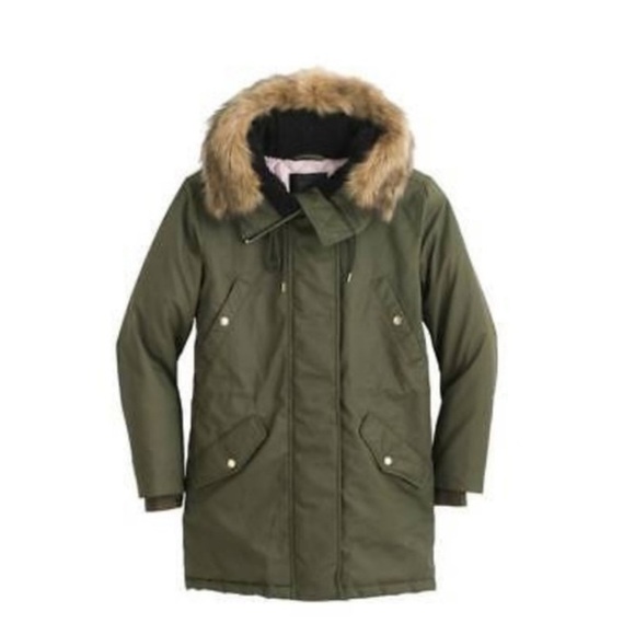 J Crew Perfect Winter Parka Olive Green XS - Picture 1 of 16